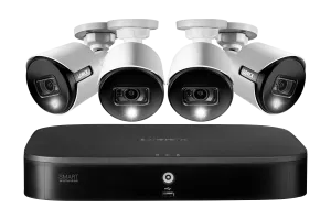 4K Ultra HD Security System with 8-Channel DVR and Four 4K (8MP) Active Deterrence Cameras featuring Smart Motion Detection and Smart Home Voice Control