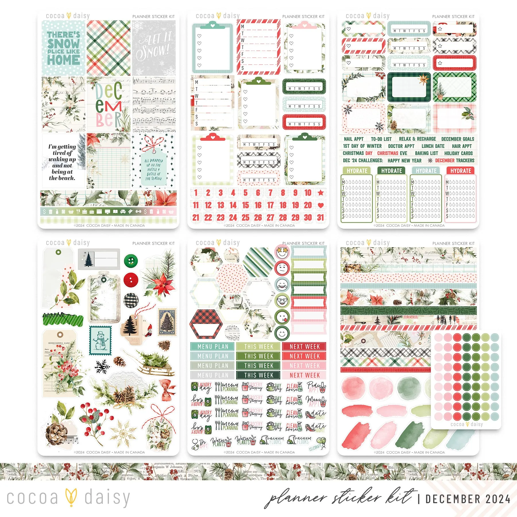Cedar & Snow Planner Stickers - December 2024