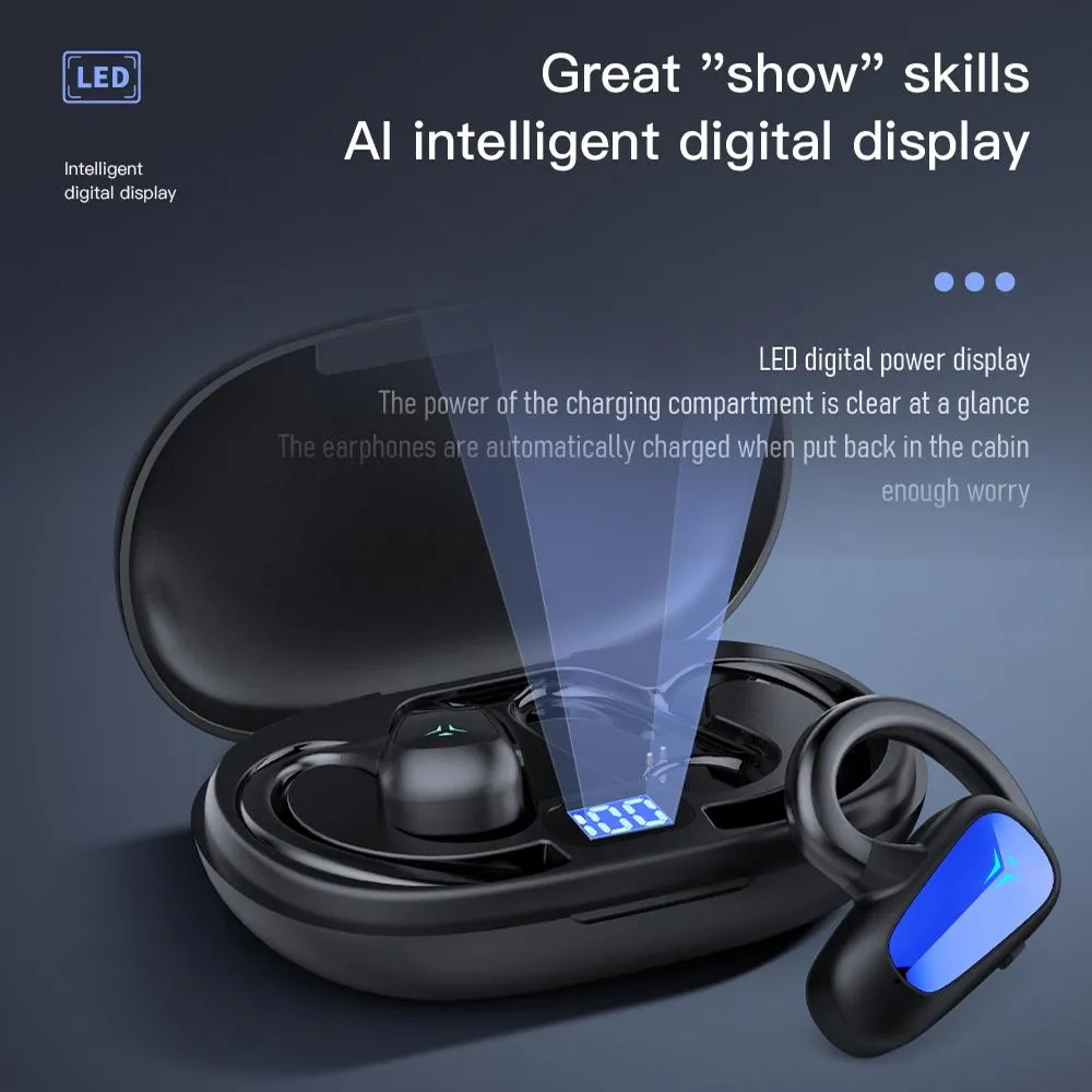 Digital Display Bluetooth Earphones - Bone Conduction Stereo