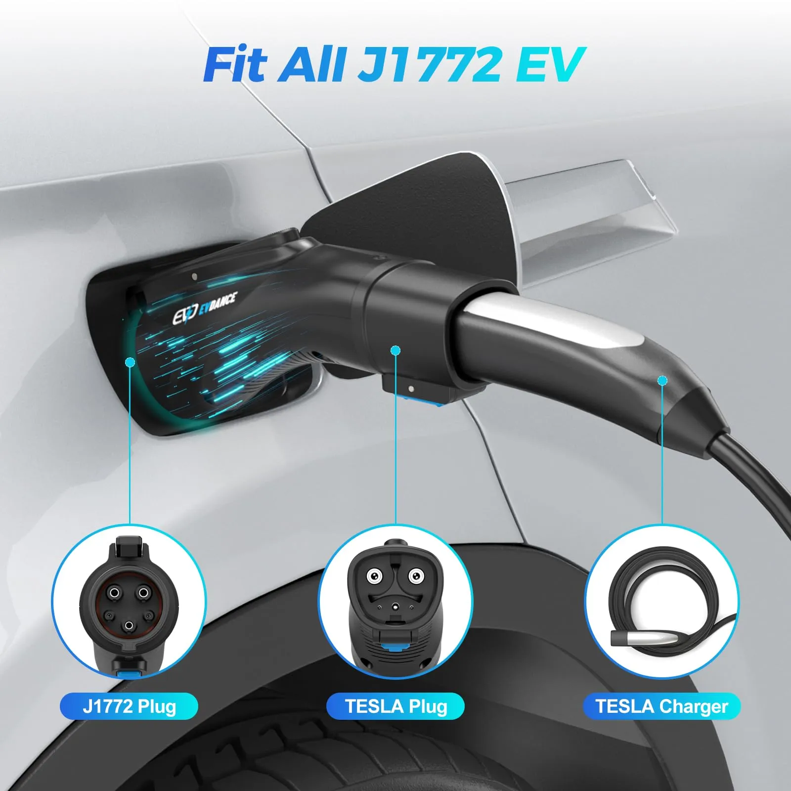 EVDANCE Tesla(Nacs) to J1772 Charging Adapter with Security Lock