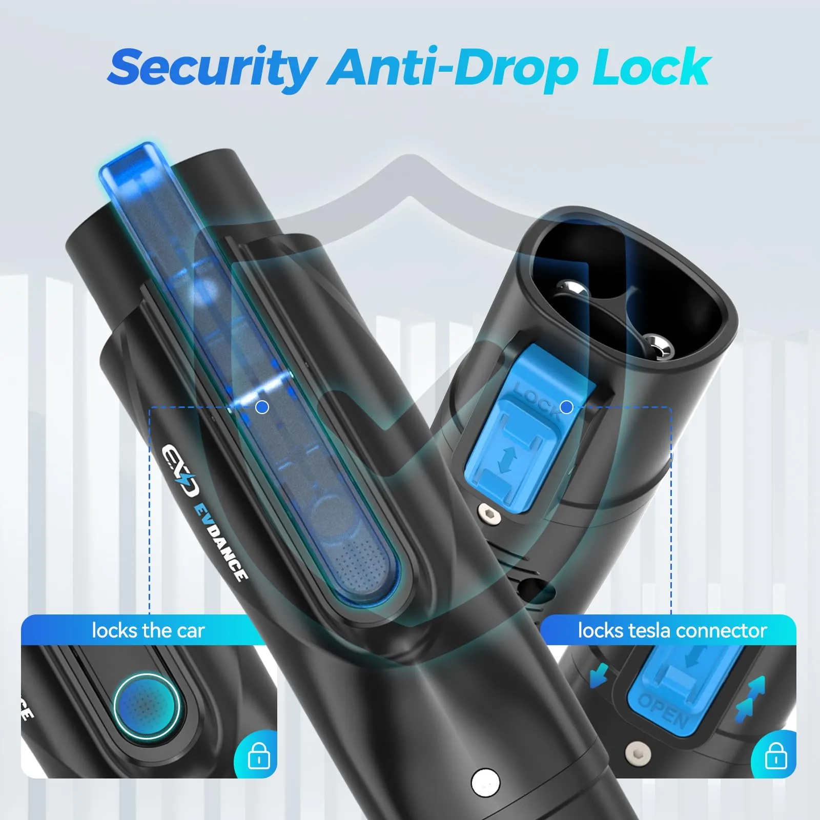 EVDANCE Tesla(Nacs) to J1772 Charging Adapter with Security Lock