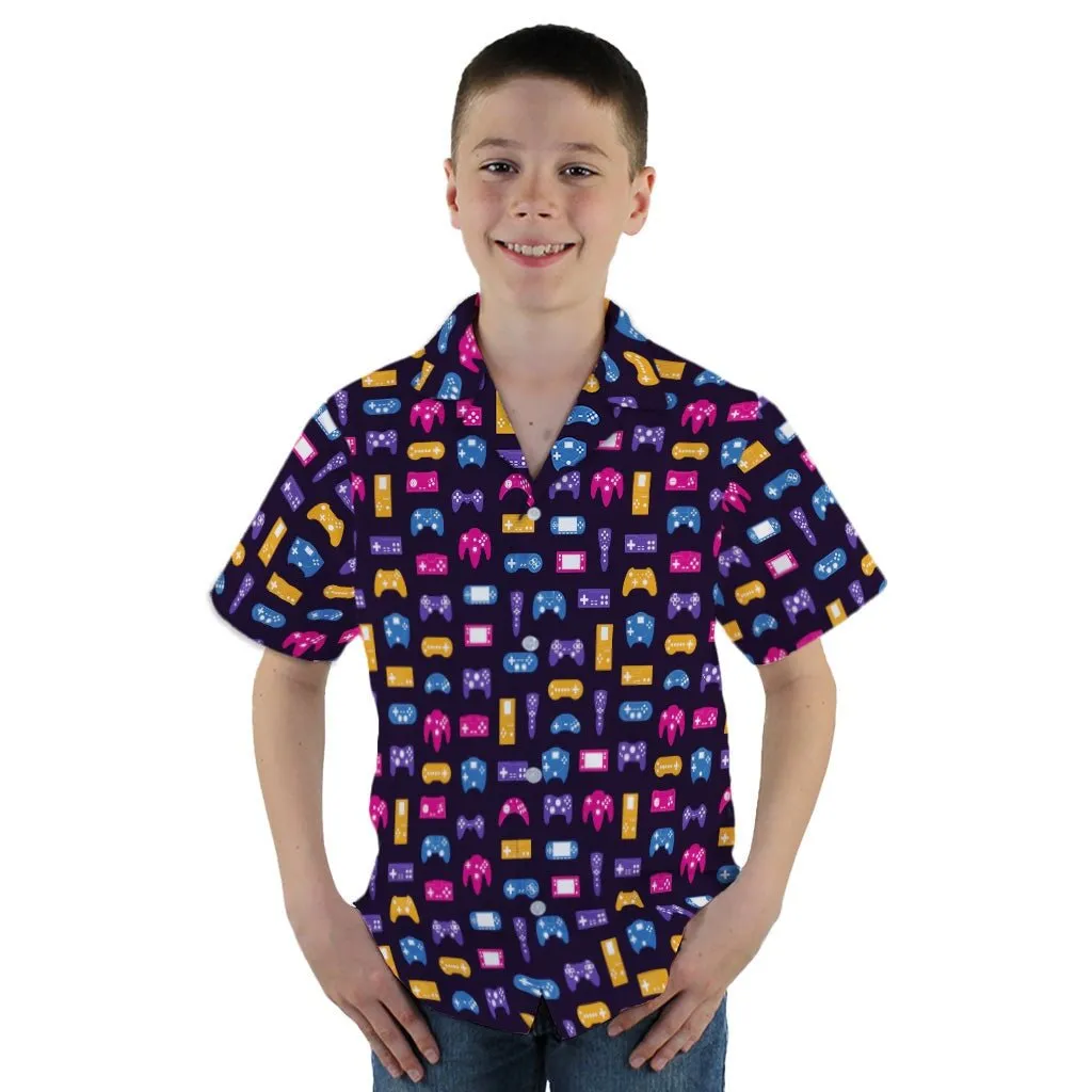 Game Controllers Purple Video Game Youth Hawaiian Shirt