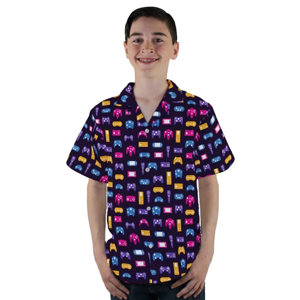 Game Controllers Purple Video Game Youth Hawaiian Shirt