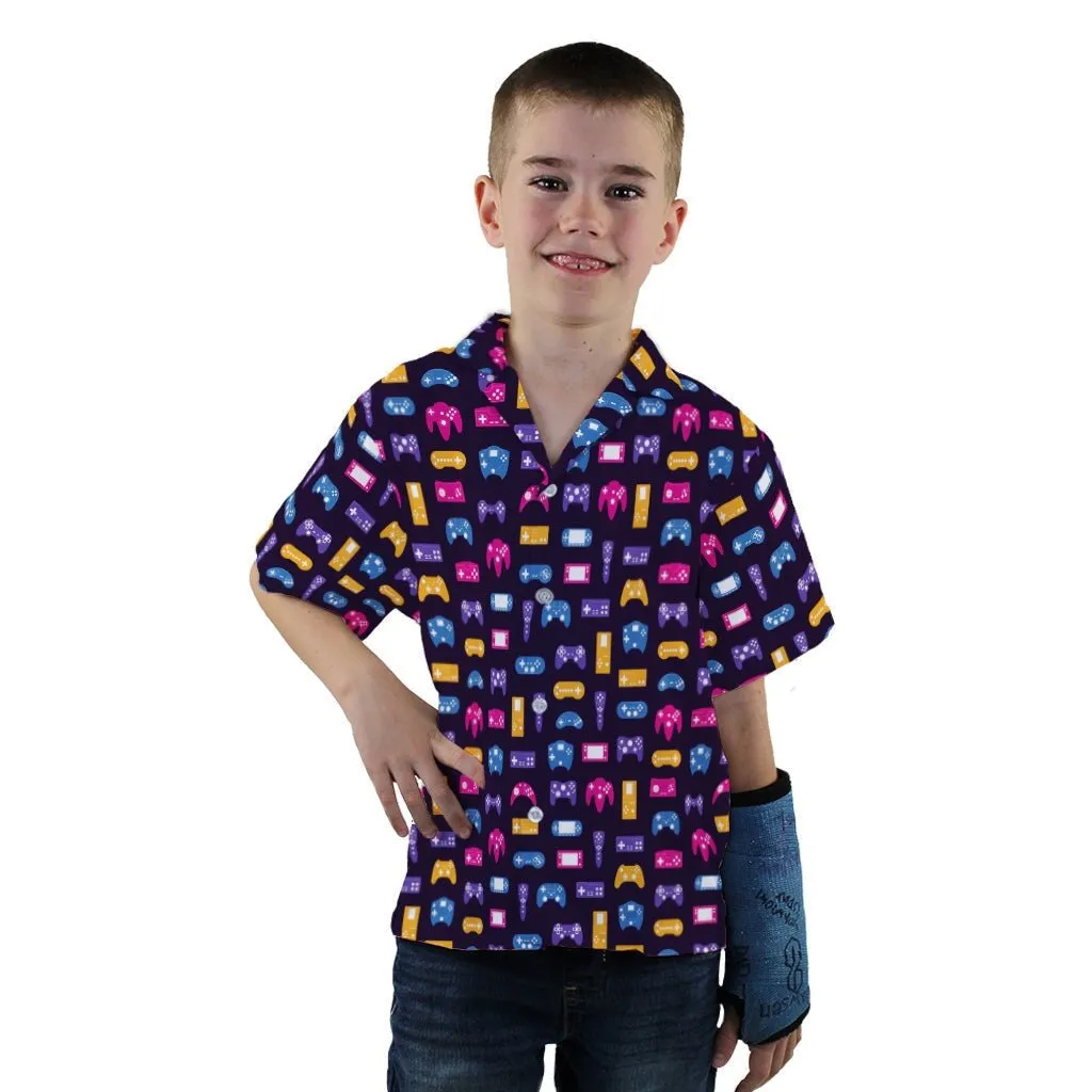 Game Controllers Purple Video Game Youth Hawaiian Shirt