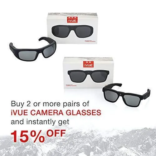 iVUE Wave 1080P HD Camera Glasses Video Recording Sport Sunglasses DVR Eyewear, 32GB Memory