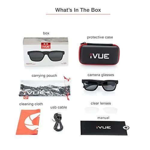 iVUE Wave 1080P HD Camera Glasses Video Recording Sport Sunglasses DVR Eyewear, 32GB Memory