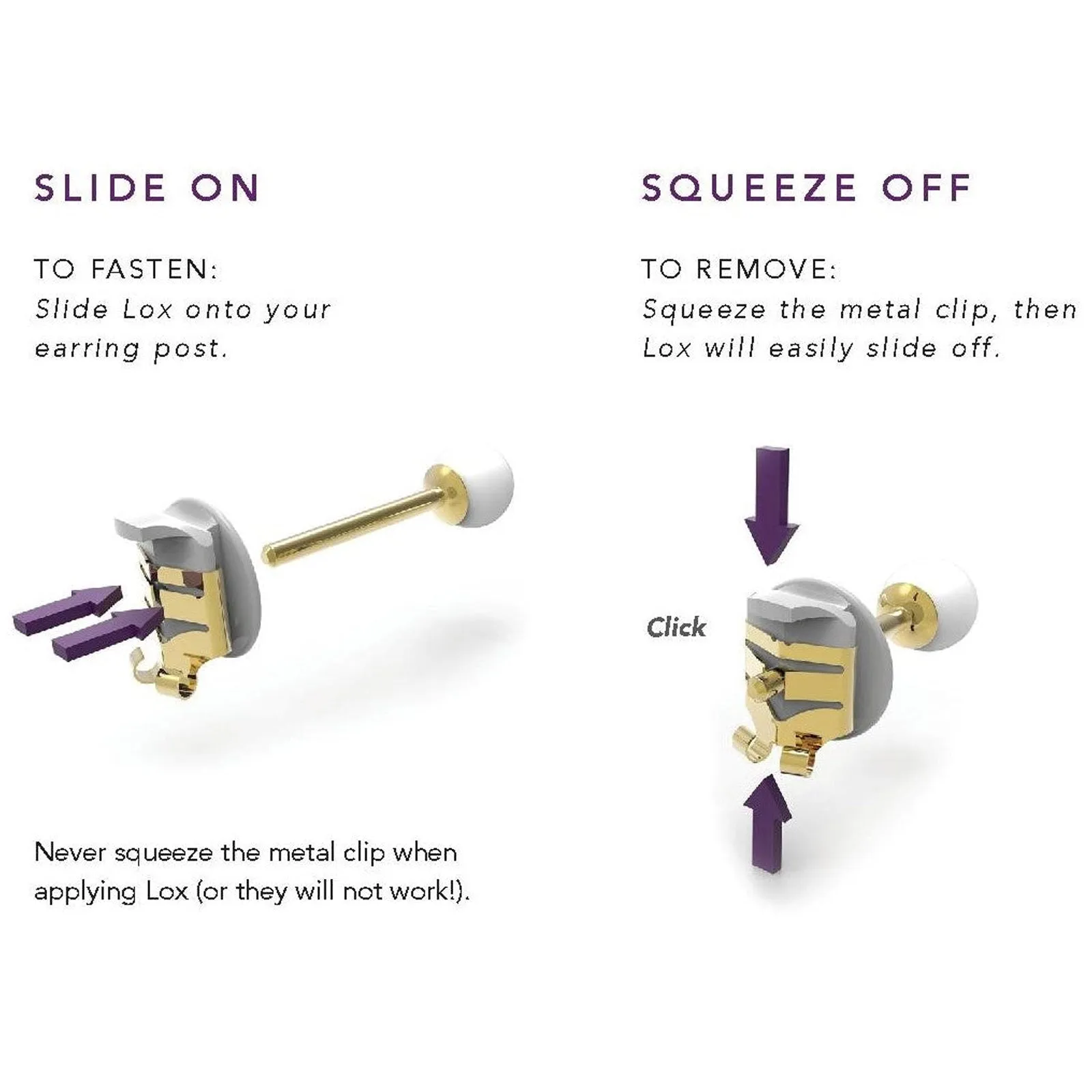 LOX Secure Earring Backs 2 Pair Pack Yellow Gold Tone