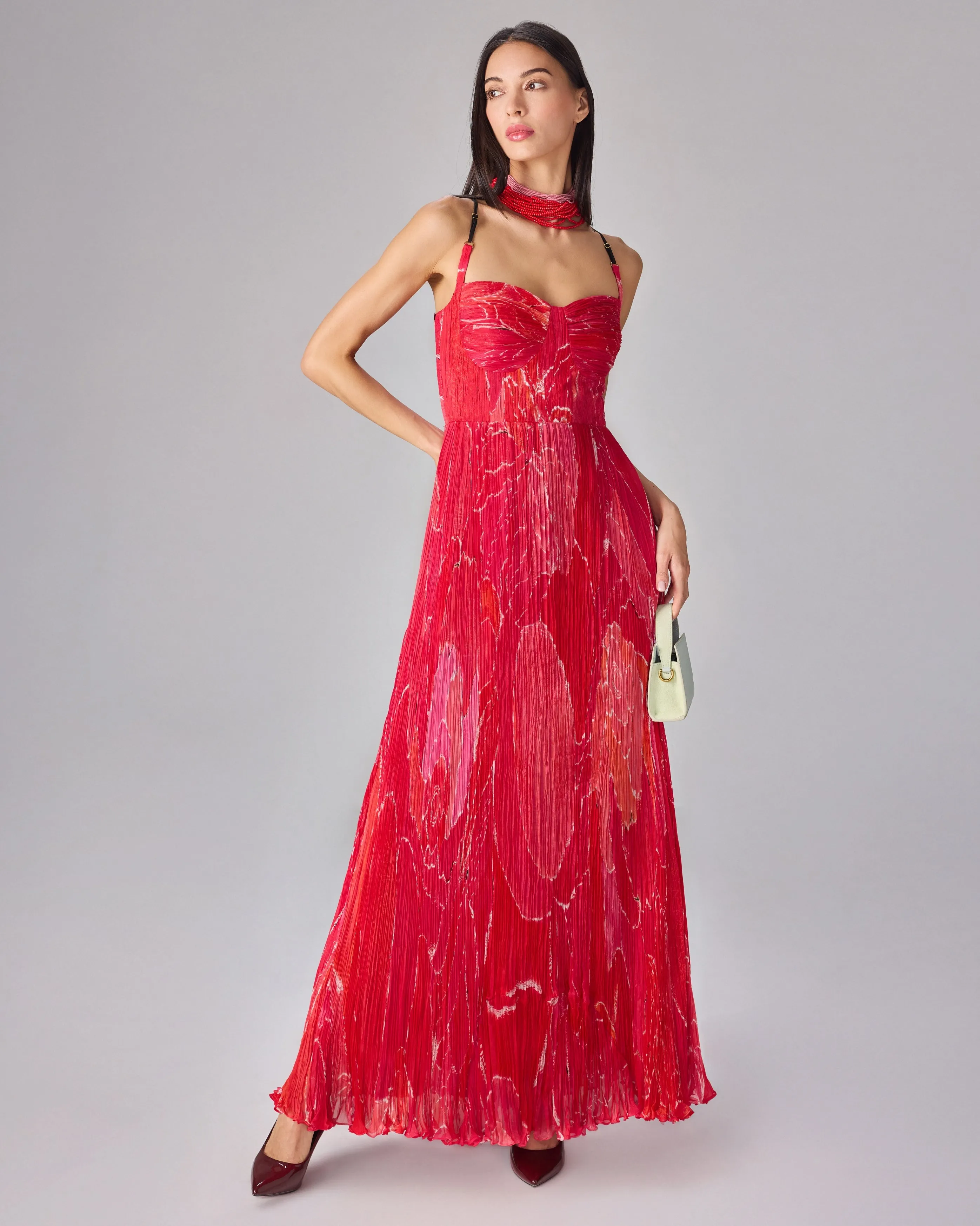 Red Pleated Kiara Dress