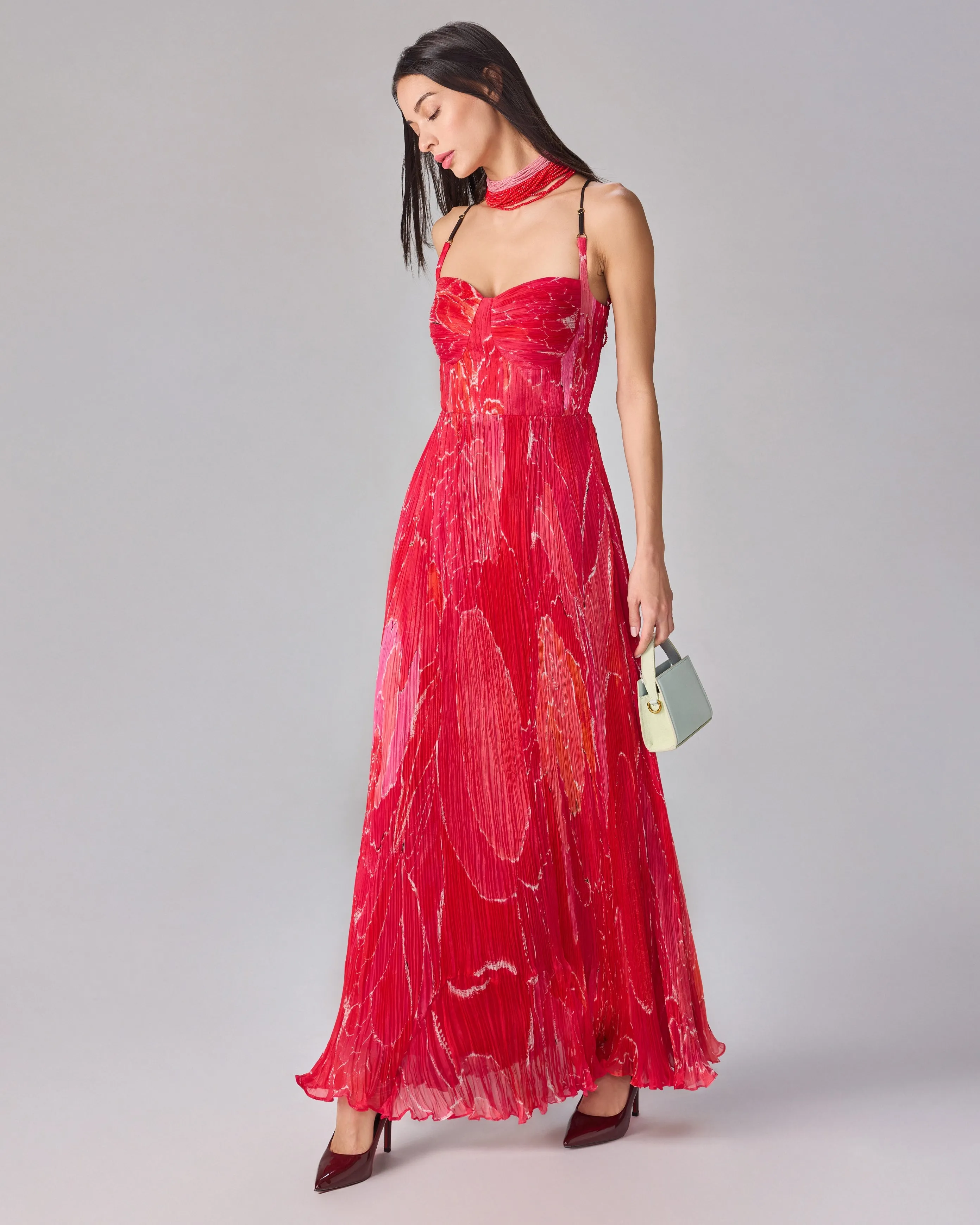 Red Pleated Kiara Dress