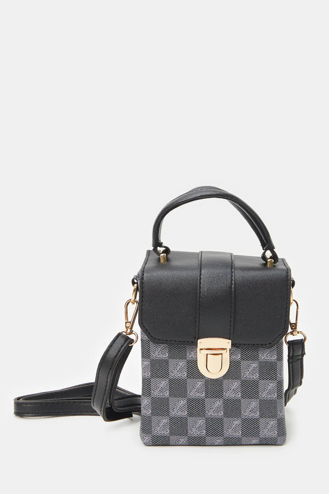 Women Black Embellished Mobile Purse