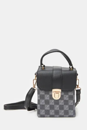 Women Black Embellished Mobile Purse